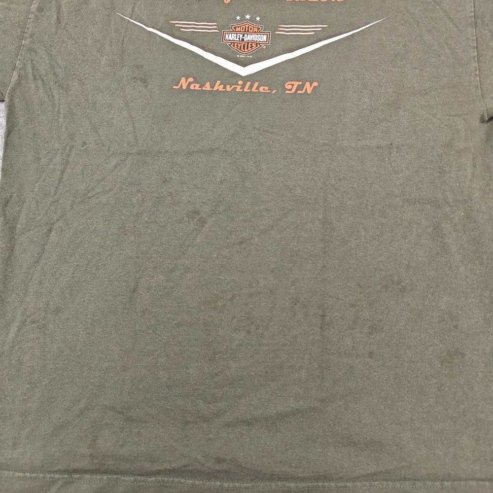 Vintage Harley-Davidson Shirt Mens XL Green American Flag Flames Graphic Tee - Picture 10 of 13